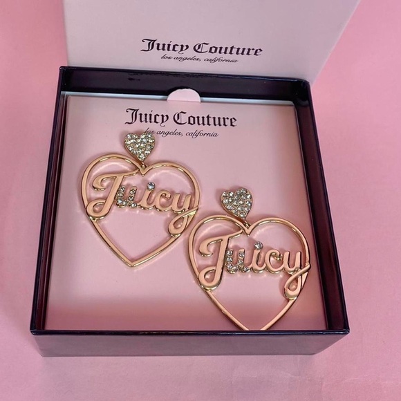 ❌SOLD-DEPOP❌ Juicy Couture Heart Rhinestone Hoop Earrings - Picture 3 of 3